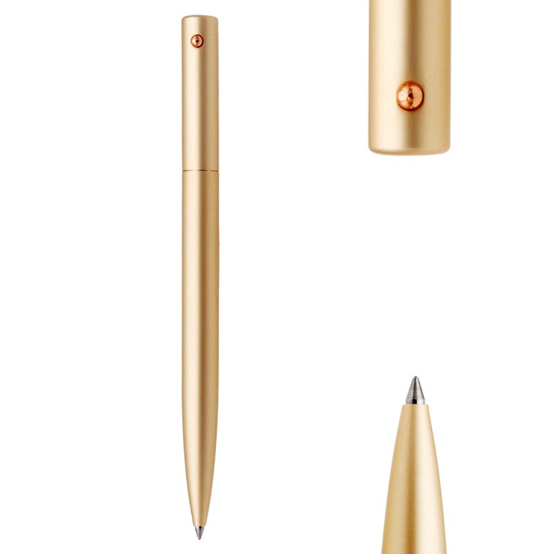DUNBONG Retractable Metal Gel Pen, 0.5mm Medium Point Ballpoint Pens, Black Gel Ink (Golden) - Image 1